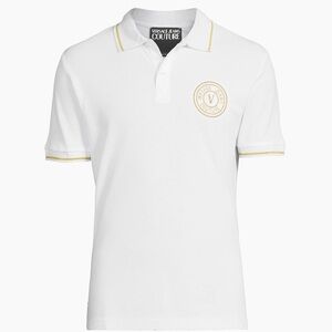 Versace White Polo Shirt with Gold Accents